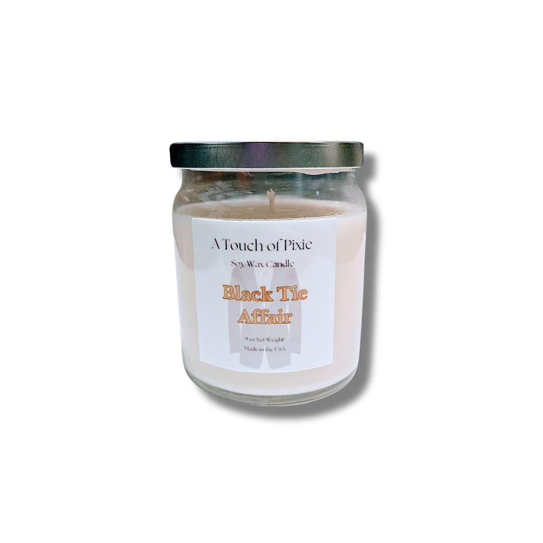 Black Tie Affair Hand Poured  Soy Wax Candle