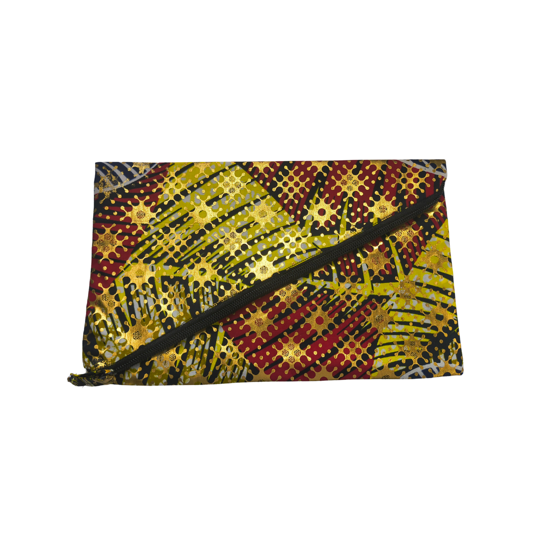 Mini Ankara Fabric Asymmetric Fold-Over Clutch