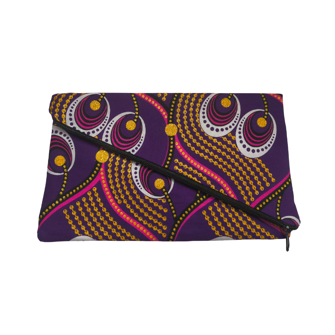 Mini Ankara Fabric Asymmetric Fold-Over Clutch