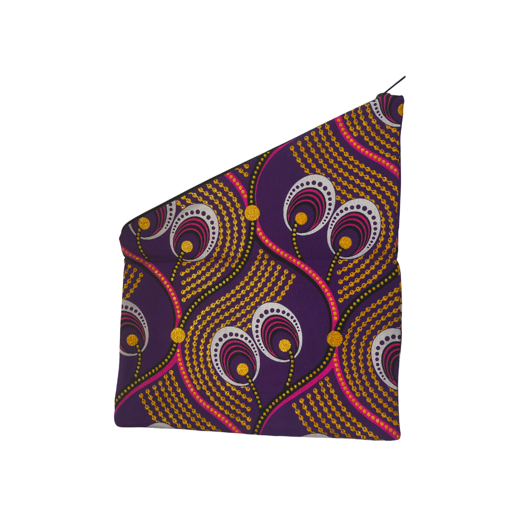 Mini Ankara Fabric Asymmetric Fold-Over Clutch